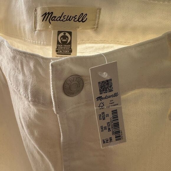 Madewell The Perfect Vintage Wide Leg Crop Tile White Size 33 - Picture 8 of 9